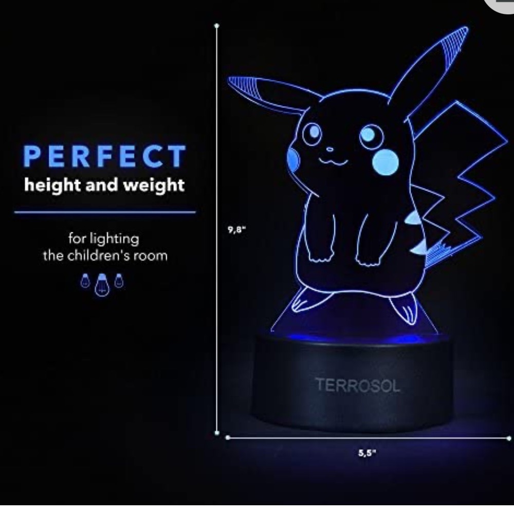 Pokemon Pikachu 3D Night Light Desk Lamp